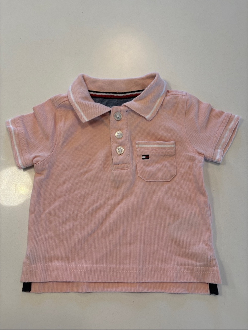 Tommy Hilfiger Light Pink Baby Polo with Chest Pocket